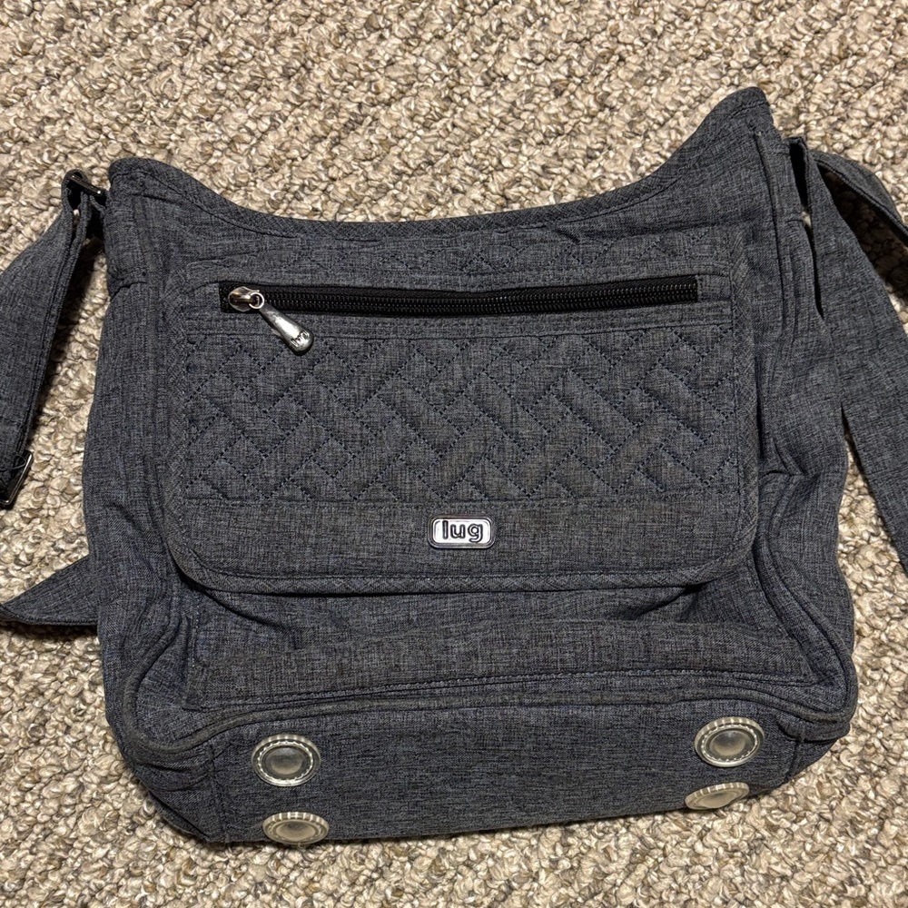 Lug Charcoal Quilted Crossbody Bag